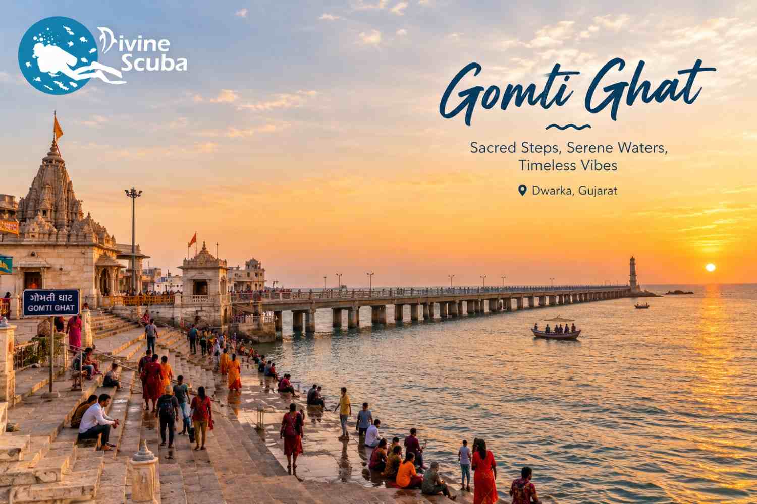 Gomti Ghat and Sudama Setu in Dwarka Gujarat